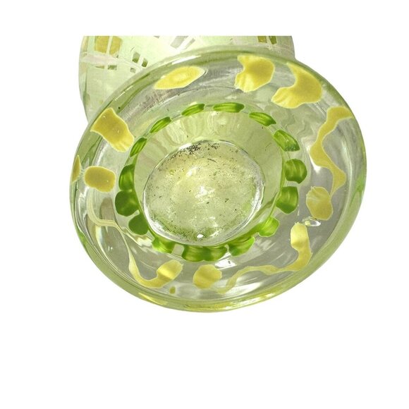 Tracy Porter Footed Hand-Painted Daisies Lattice Glass Vase Ruffled Edge - Picture 4 of 6